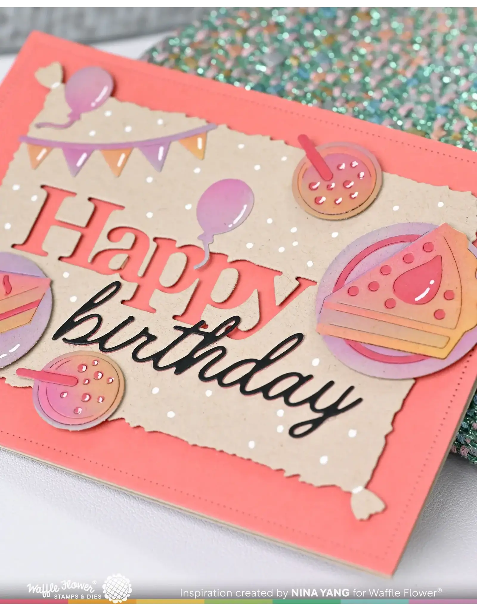 WAFFLE FLOWER WAFFLE FLOWER SCRIPT BIRTHDAY DIE SET