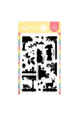 WAFFLE FLOWER WAFFLE FLOWER POSTAGE COLLAGE AUTUMN SUNSET CLEAR STAMP SET