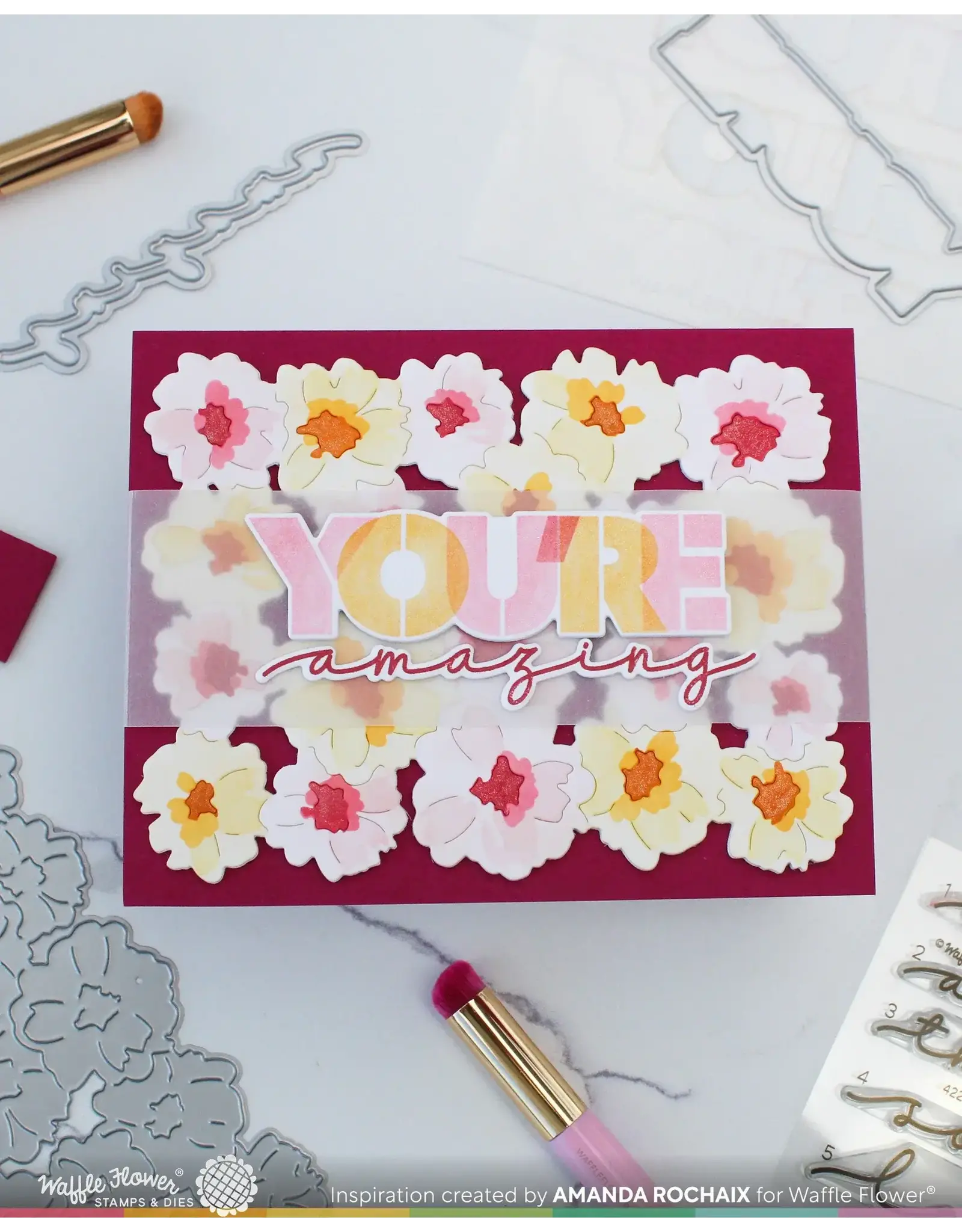 WAFFLE FLOWER WAFFLE FLOWER OVERLAPPING YOU'RE ADDITIONS CLEAR STAMP SET AND DIE COMBO