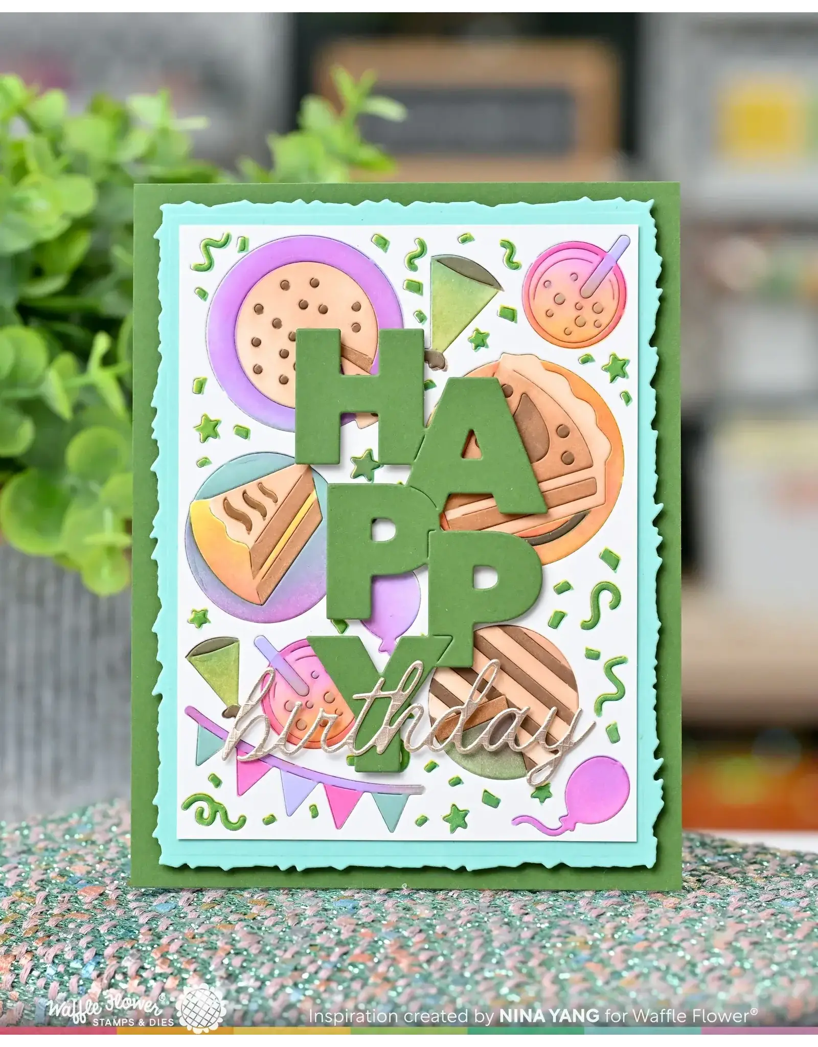 WAFFLE FLOWER WAFFLE FLOWER OVERLAPPING VERTICAL HAPPY WORD DIE
