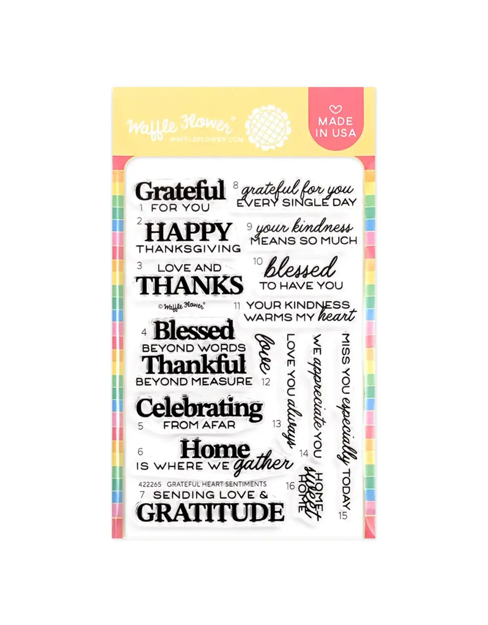 WAFFLE FLOWER WAFFLE FLOWER GRATEFUL HEART SENTIMENTS CLEAR STAMP SET
