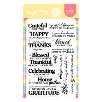 WAFFLE FLOWER WAFFLE FLOWER GRATEFUL HEART SENTIMENTS CLEAR STAMP SET