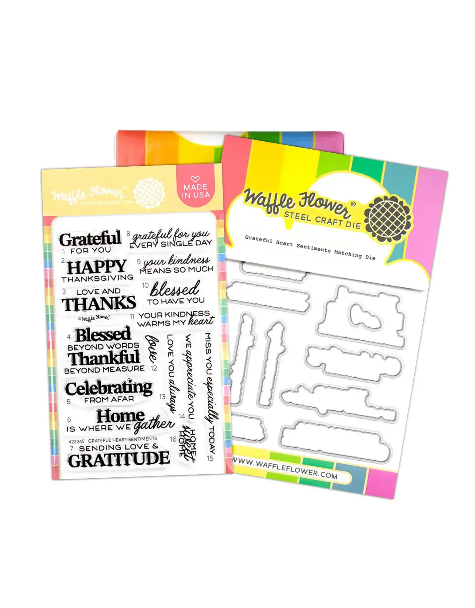 WAFFLE FLOWER WAFFLE FLOWER GRATEFUL HEART SENTIMENTS CLEAR STAMP SET AND DIE COMBO