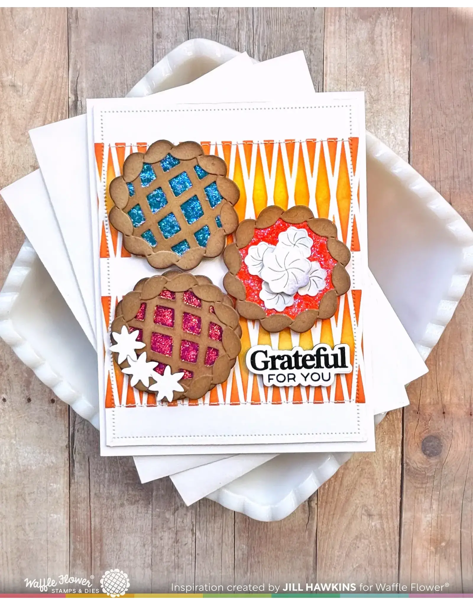 WAFFLE FLOWER WAFFLE FLOWER GRATEFUL HEART SENTIMENTS CLEAR STAMP SET AND DIE COMBO