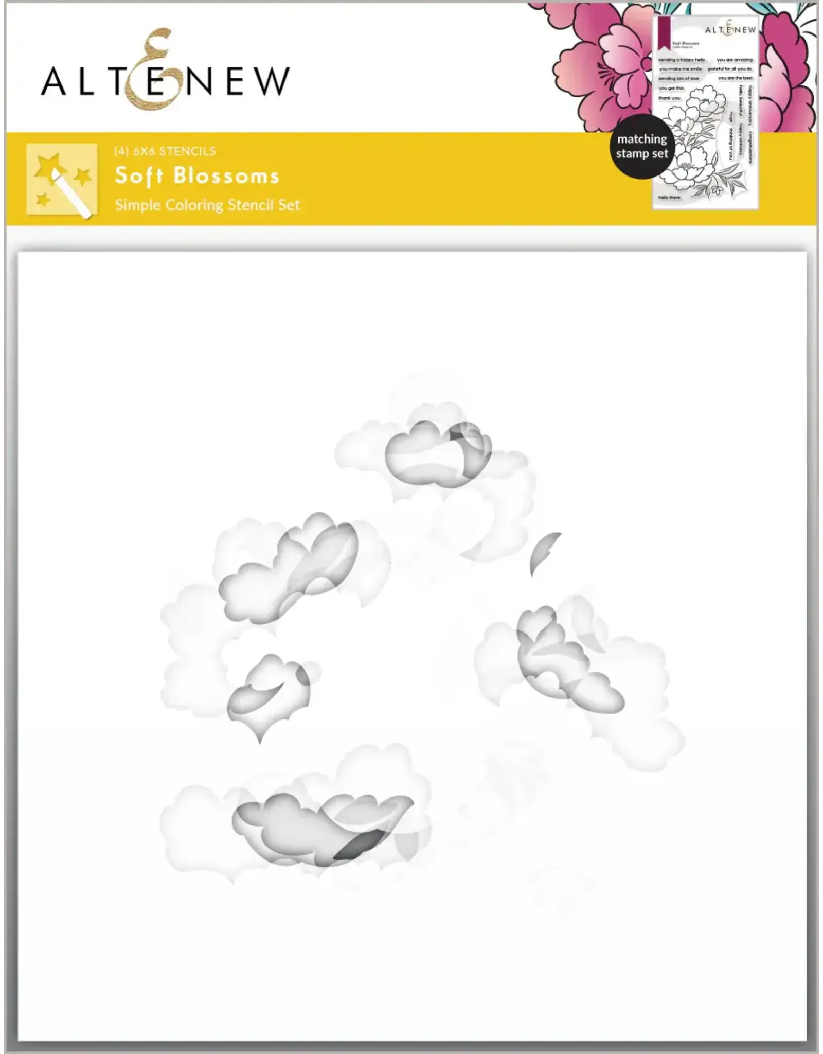 ALTENEW ALTENEW SOFT BLOSSOMS SIMPLE COLORING STENCIL SET 4/PK