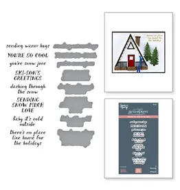 SPELLBINDERS SPELLBINDERS BETTERPRESS SIMON HURLEY SKI-SON'S GREETINGS COLLECTION SKI-SON'S GREETINGS SENTIMENTS PRESS PLATES & DIE SET