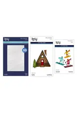 SPELLBINDERS SPELLBINDERS SIMON HURLEY SKI-SON'S GREETINGS COLLECTION 3D EMBOSSING FOLDER AND DIE SET