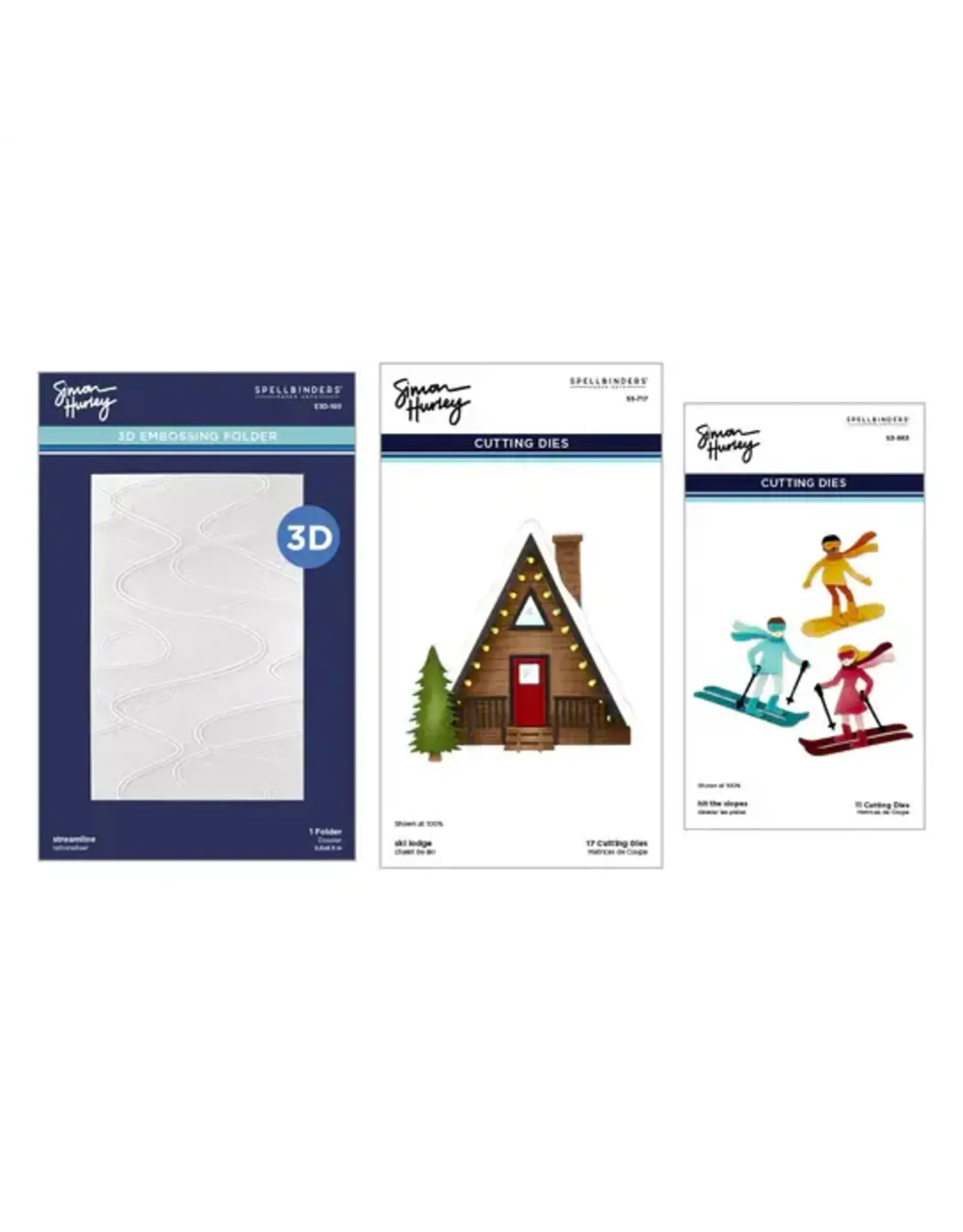 SPELLBINDERS SPELLBINDERS SIMON HURLEY SKI-SON'S GREETINGS COLLECTION 3D EMBOSSING FOLDER AND DIE SET