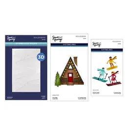 SPELLBINDERS SPELLBINDERS SIMON HURLEY SKI-SON'S GREETINGS COLLECTION 3D EMBOSSING FOLDER AND DIE SET