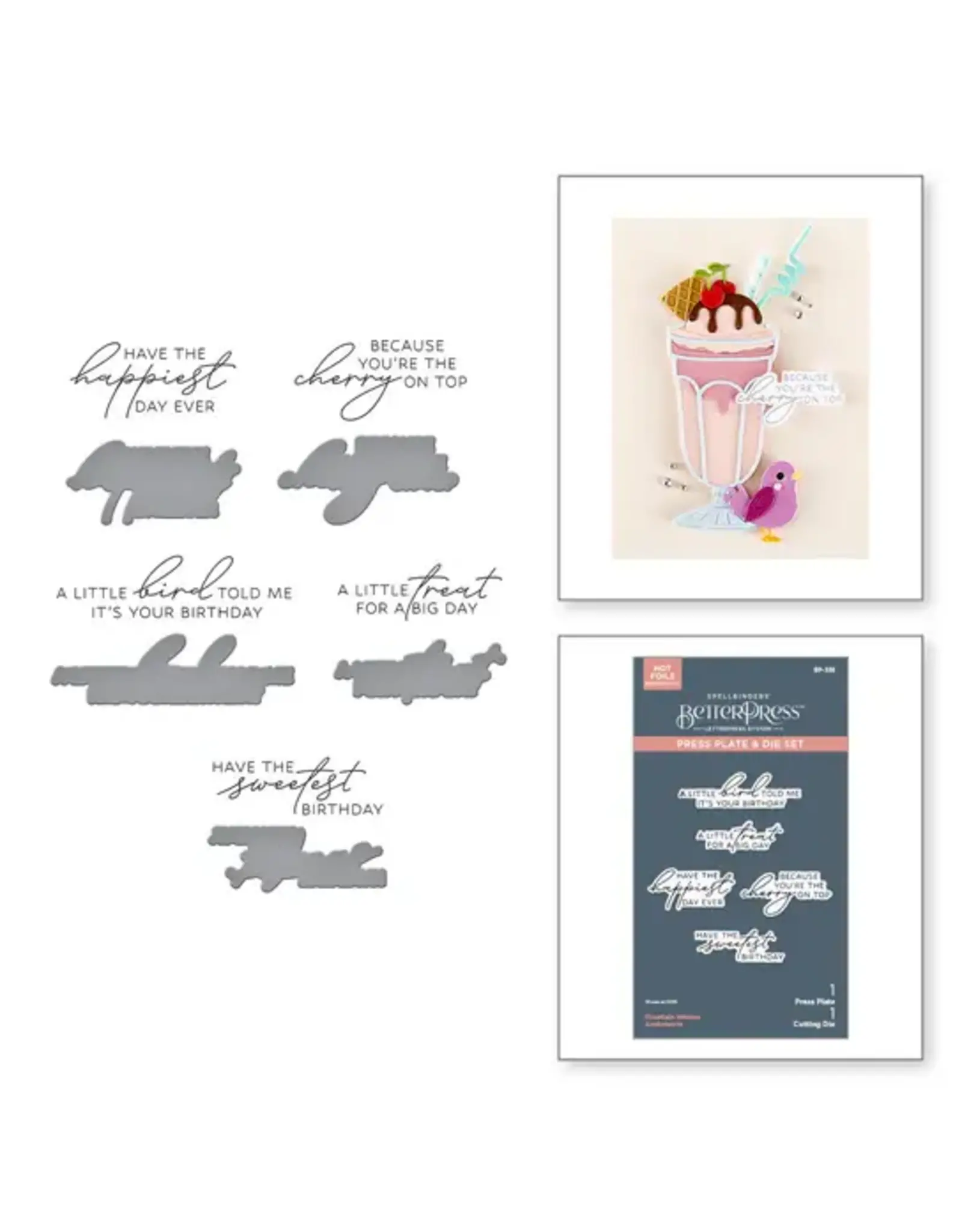 SPELLBINDERS SPELLBINDERS BETTERPRESS HAPPIER HOUR COLLECTION FOUNTAIN WISHES SENTIMENTS PRESS PLATES & DIE SET