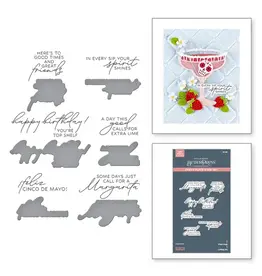 SPELLBINDERS SPELLBINDERS BETTERPRESS HAPPIER HOUR COLLECTION SIP SIP OLE SENTIMENTS PRESS PLATES & DIE SET