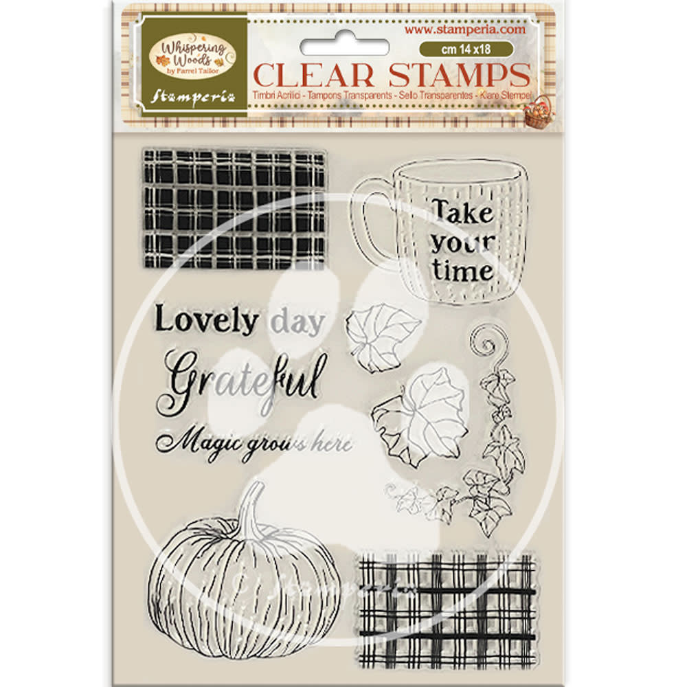 STAMPERIA STAMPERIA WHISPERING WOODS CUP AND PUMPKIN CLEAR STAMP SET