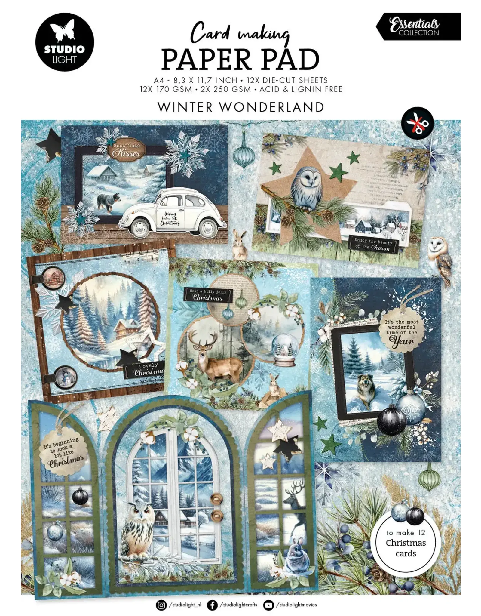 STUDIOLIGHT STUDIOLIGHT ESSENTIALS COLLECTION WINTER WONDERLAND CARD MAKING PAD