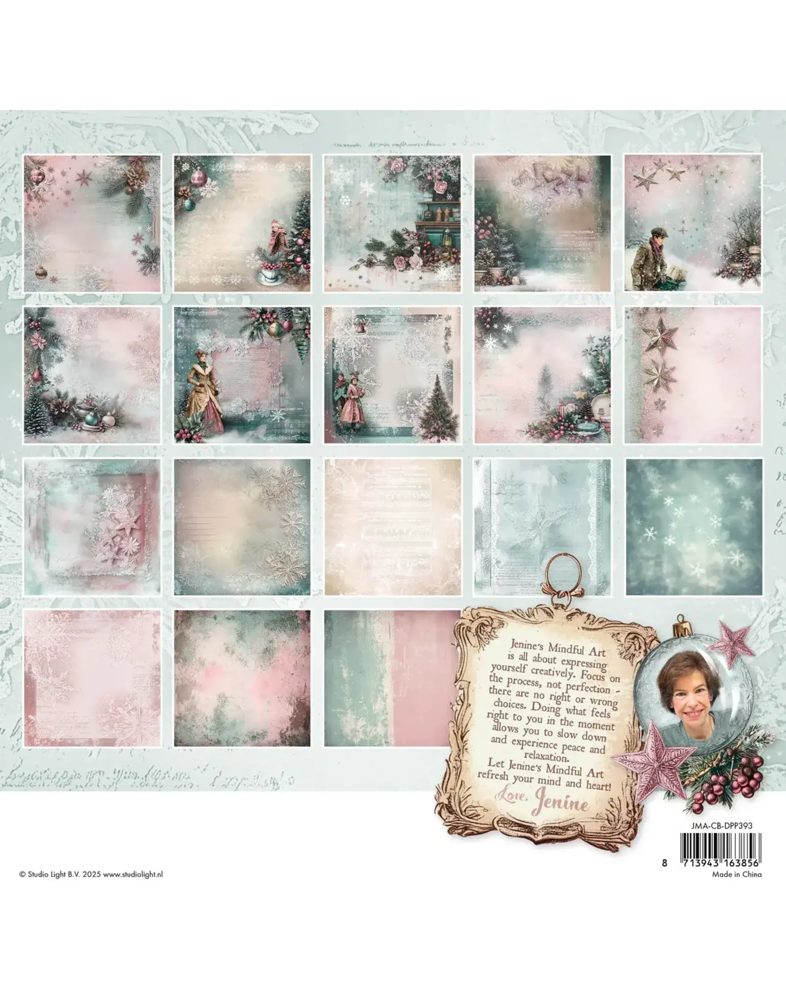 STUDIOLIGHT STUDIOLIGHT JENINE'S MINDFUL ART COLLECTION CHRISTMAS BLUSH BACKGROUNDS 8x8 PAPER PAD