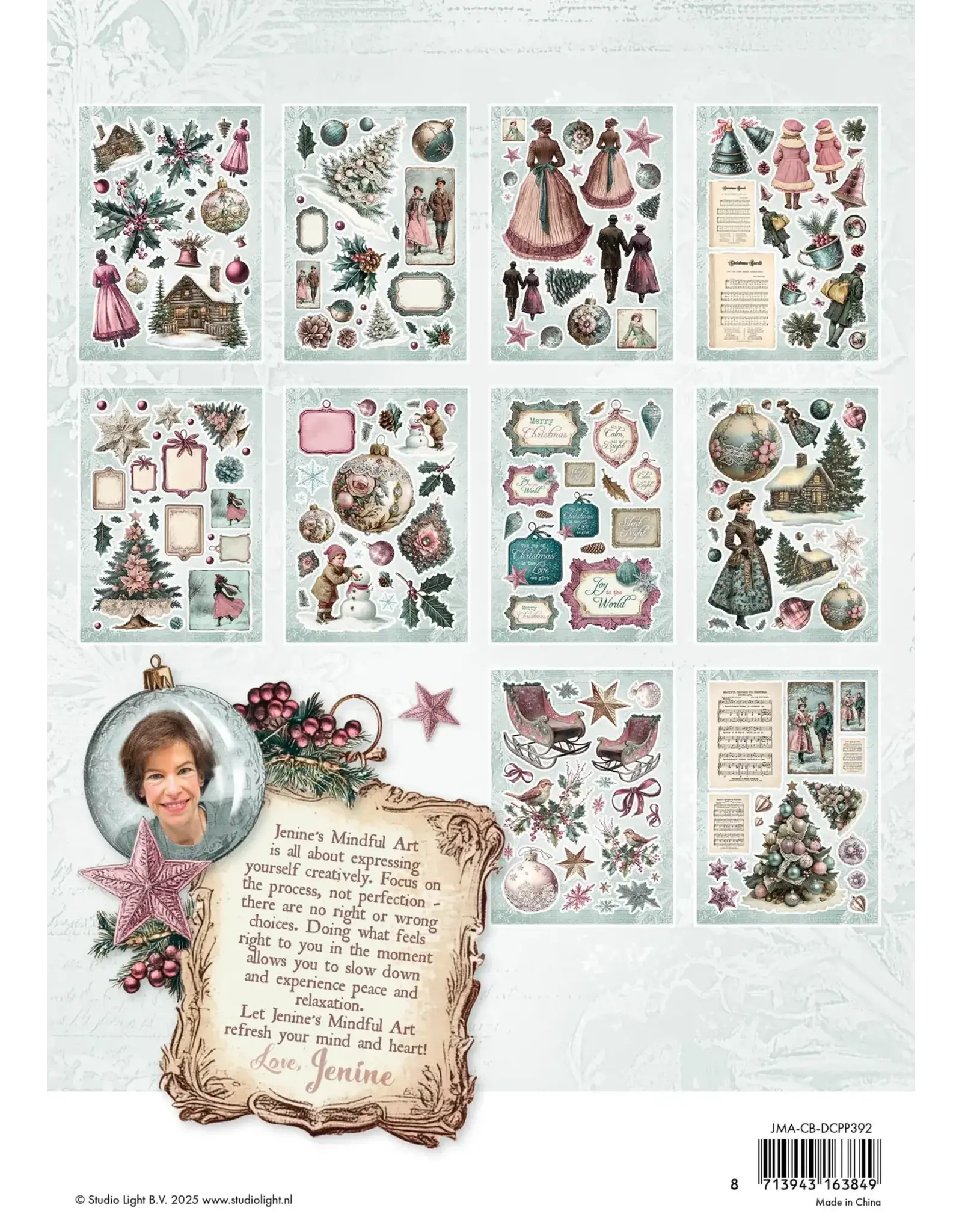 STUDIOLIGHT STUDIOLIGHT JENINE'S MINDFUL ART COLLECTION CHRISTMAS BLUSH PAPER PAD PAPER ELEMENTS DIE-CUTS