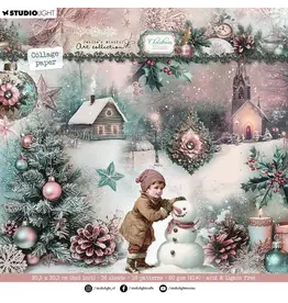 STUDIOLIGHT STUDIOLIGHT JENINE'S MINDFUL ART COLLECTION CHRISTMAS BLUSH 8x8 BACKGROUNDS & ELEMENTS COLLAGE  PAPER PAD