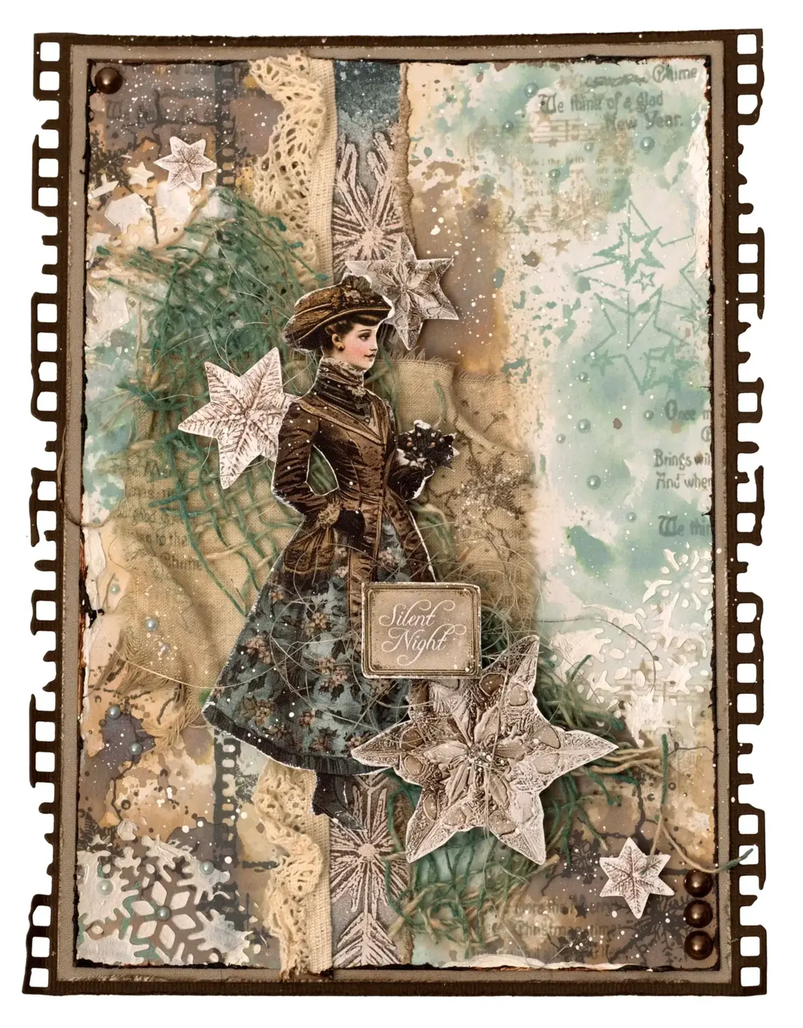 STUDIOLIGHT STUDIOLIGHT JENINE'S MINDFUL ART COLLECTION CHRISTMAS BLUSH 8x8 BACKGROUNDS & ELEMENTS COLLAGE  PAPER PAD