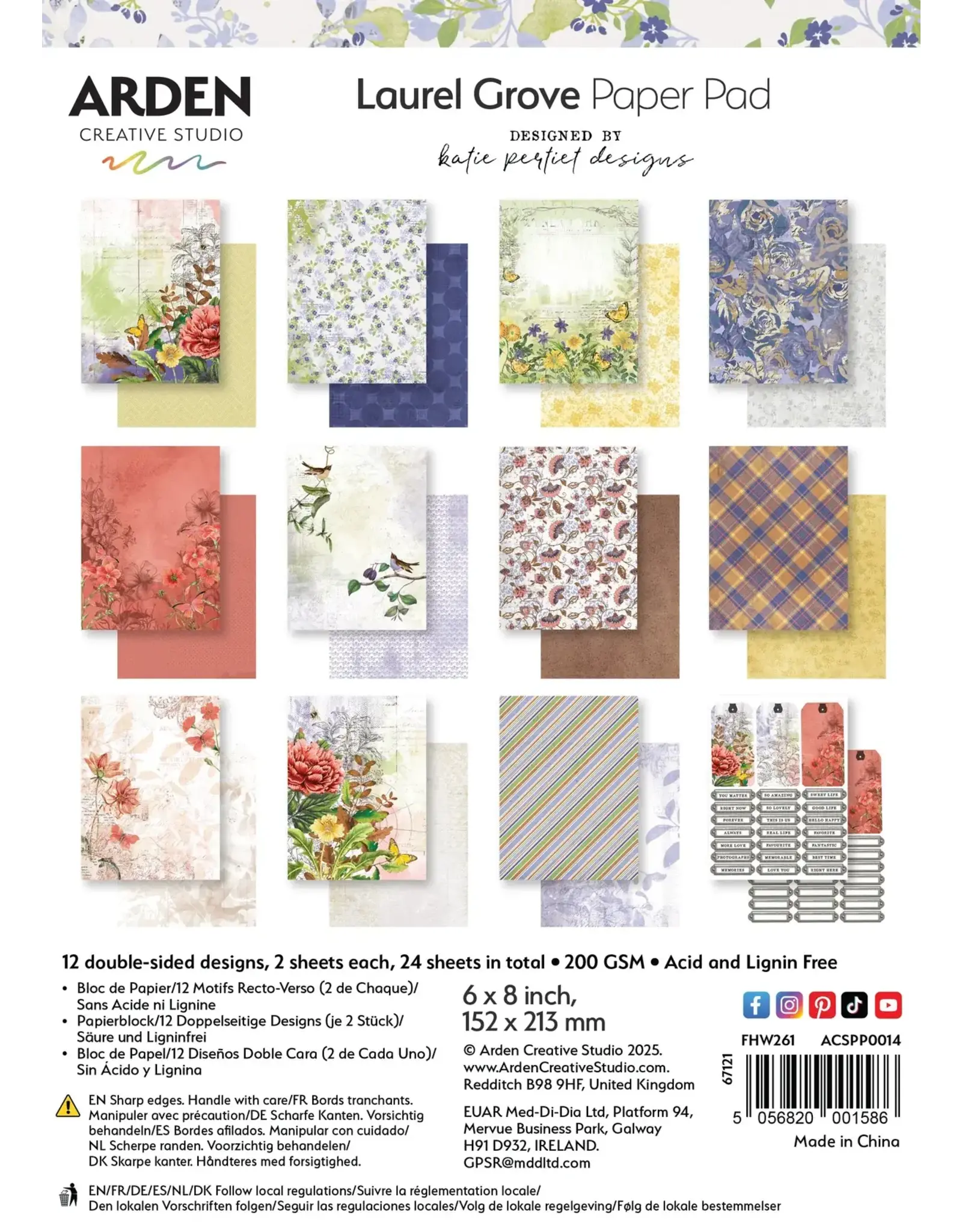 ARDEN CREATIVE STUDIO ARDEN CREATIVE STUDIO LAUREL GROVE 6x8 PAPER PAD