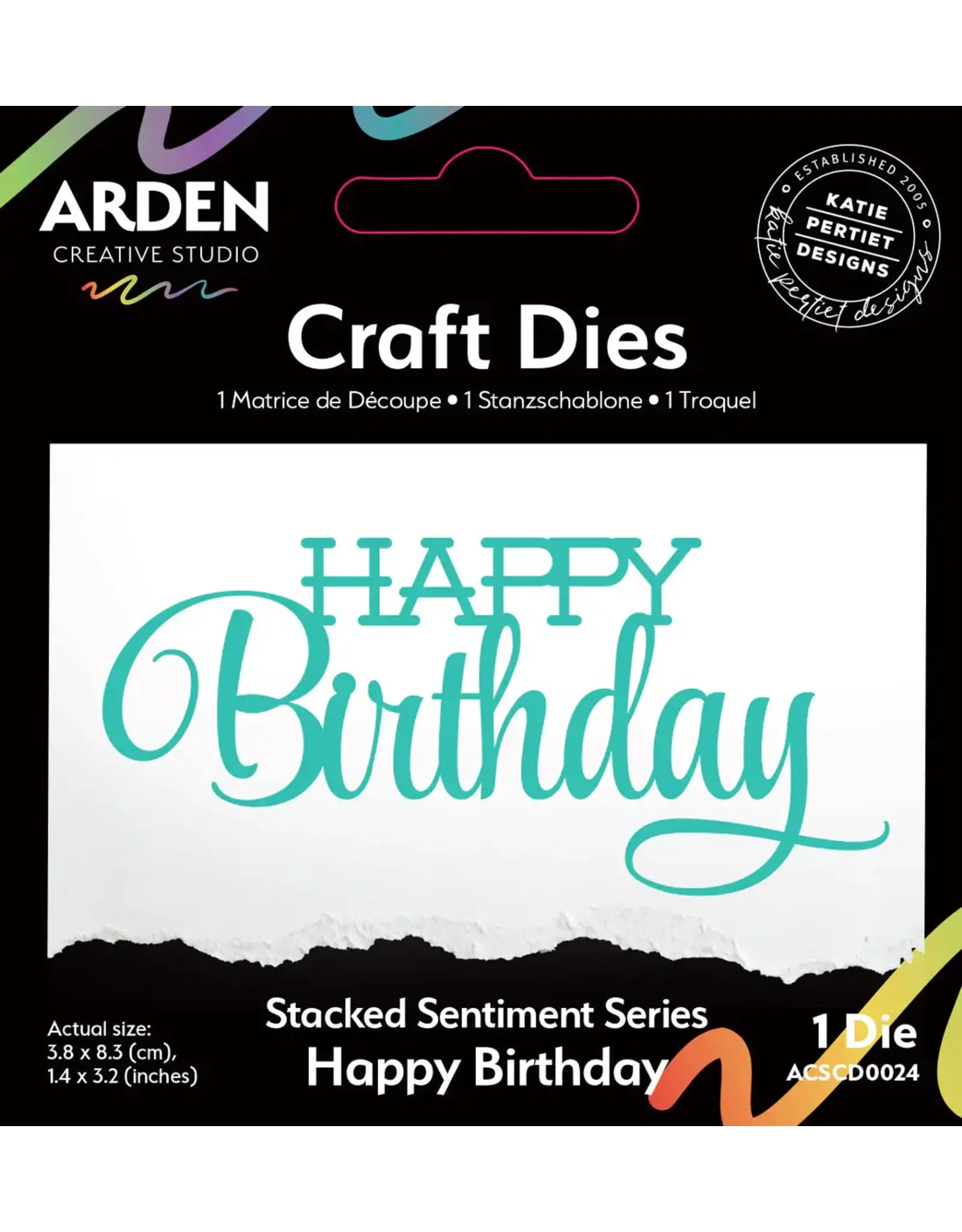 ARDEN CREATIVE STUDIO ARDEN CREATIVE STUDIO SENTIMENT SERIES STACLED HAPPY BIRTHDAY DIE