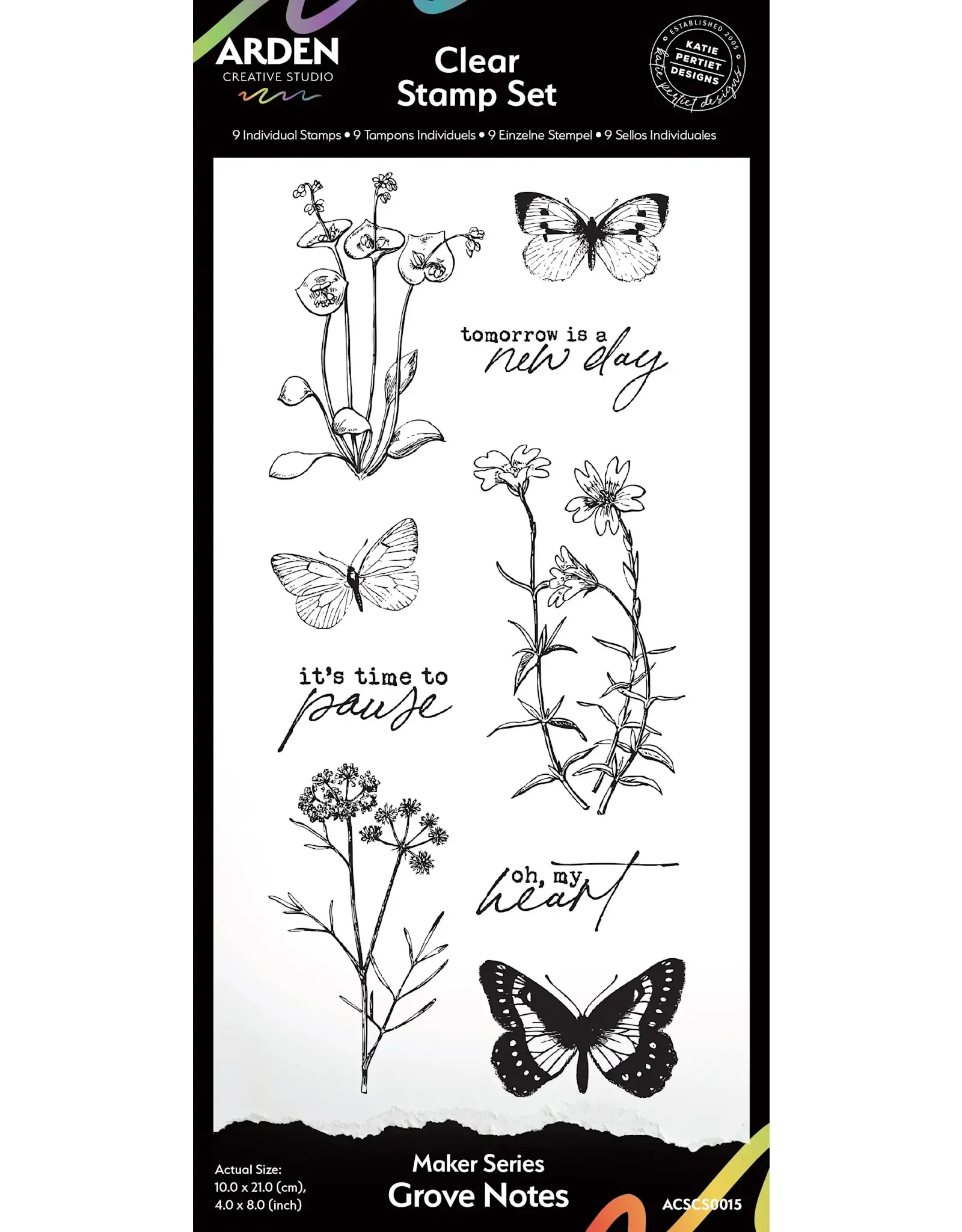 ARDEN CREATIVE STUDIO ARDEN CREATIVE STUDIO MAKER SERIES GROVE NOTES 4x8 CLEAR STAMP SET
