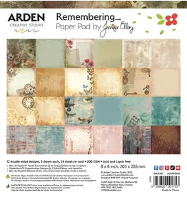 ARDEN CREATIVE STUDIO ARDEN CREATIVE STUDIO REMEMBERING... 8x8 PAPER PAD 24 SHEETS