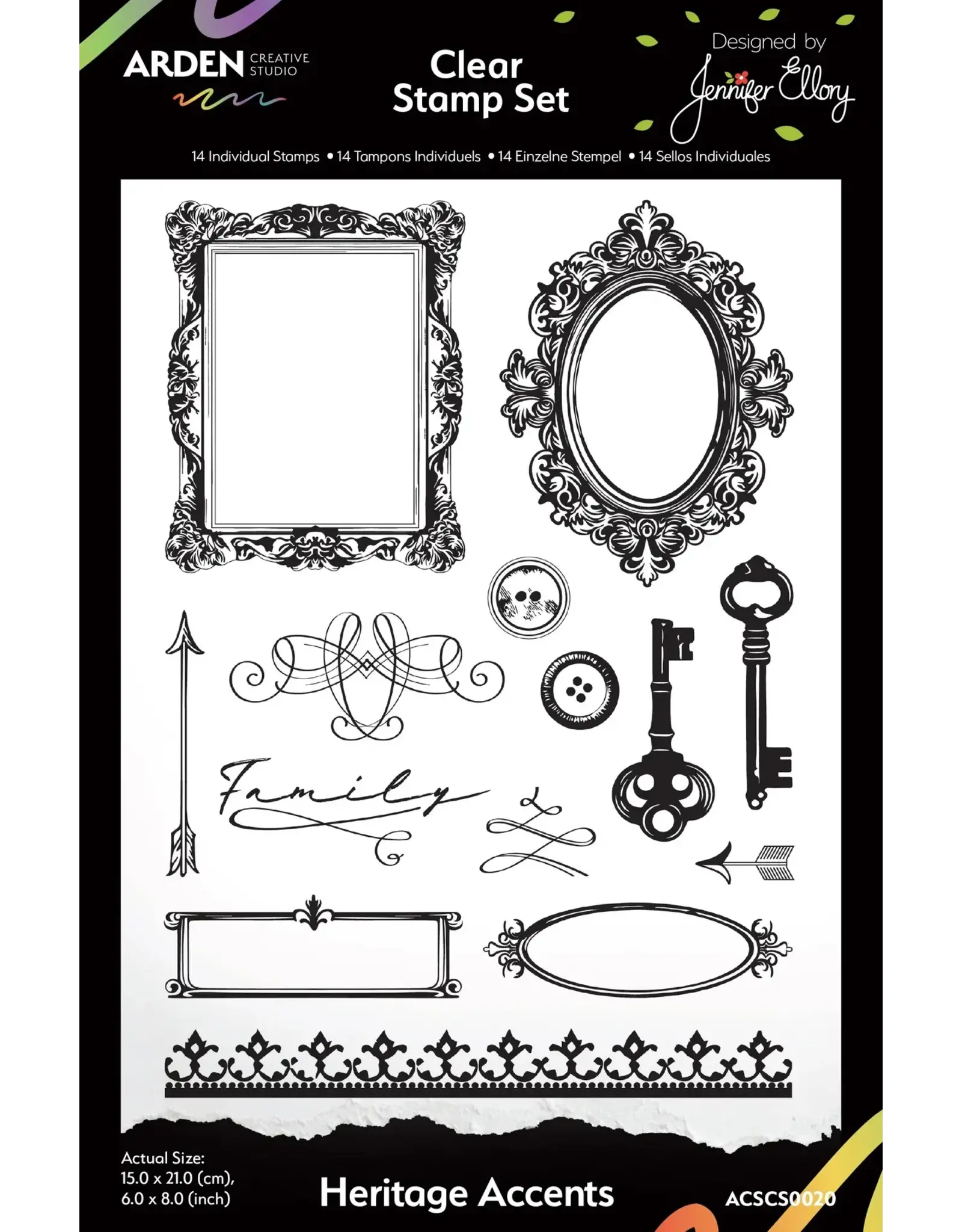 ARDEN CREATIVE STUDIO ARDEN CREATIVE STUDIO HERITAGE ACCENTS 6x8 CLEAR STAMP SET