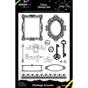 ARDEN CREATIVE STUDIO ARDEN CREATIVE STUDIO HERITAGE ACCENTS 6x8 CLEAR STAMP SET