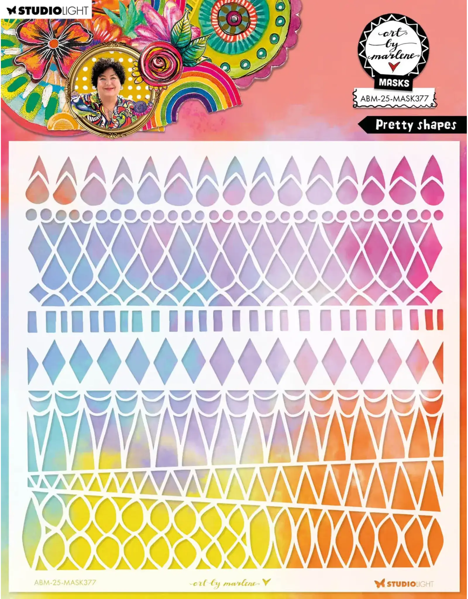 STUDIOLIGHT STUDIOLIGHT ART BY MARLENE PRETTY SHAPES 8x8 MASKS STENCIL
