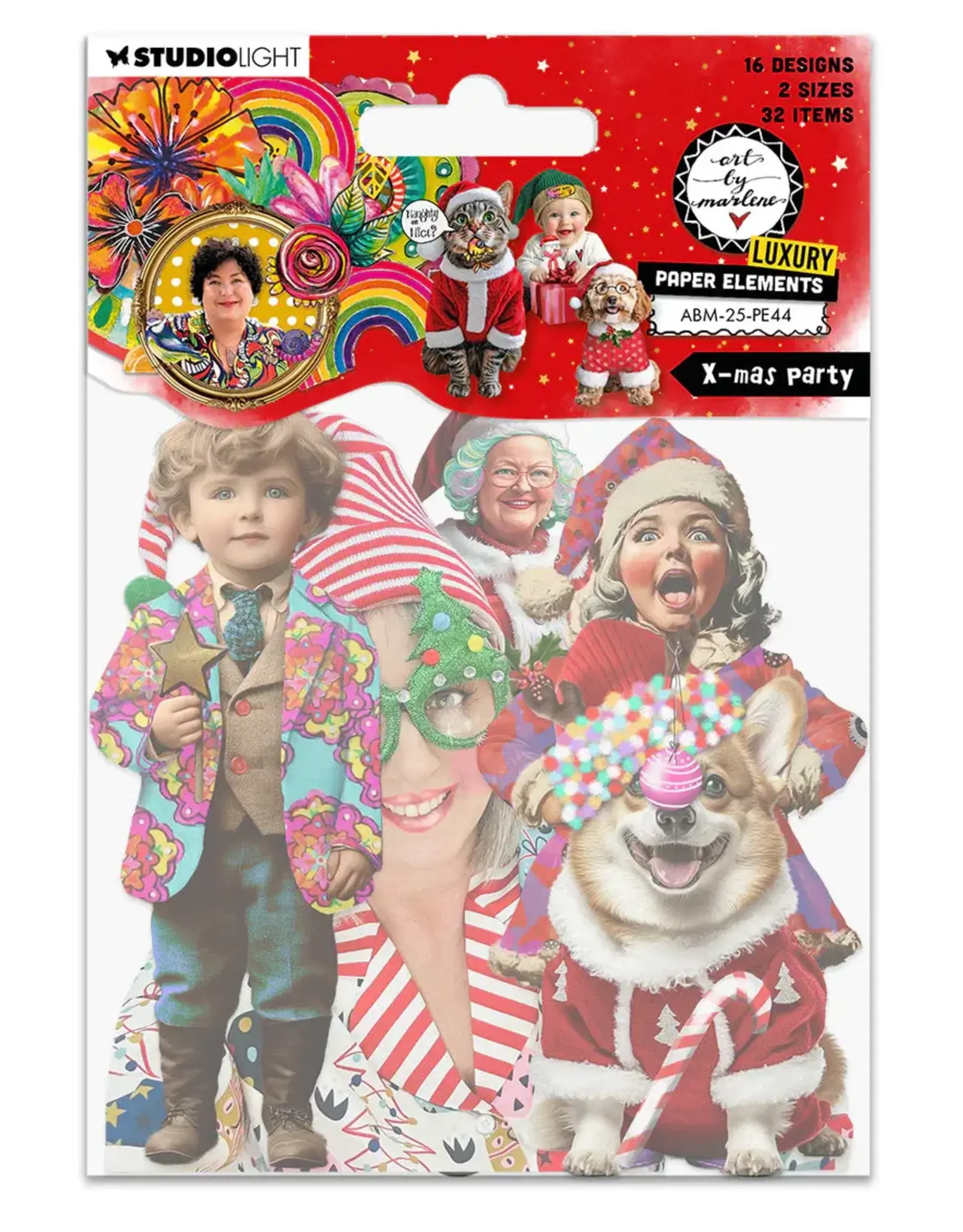 STUDIOLIGHT STUDIOLIGHT ART BY MARLENE X-MAS PARTY PAPER ELEMENTS DIE-CUT 32/PK