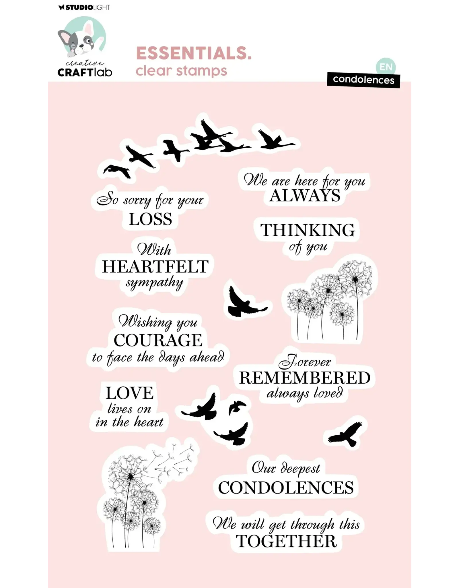 STUDIOLIGHT STUDIOLIGHT CREATIVE CRAFTLAB ESSENTIALS CONDOLENCES CLEAR STAMP SET