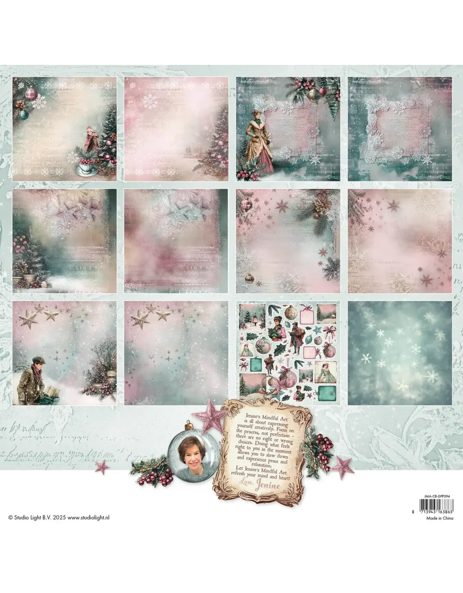 STUDIOLIGHT STUDIOLIGHT JENINE'S MINDFUL ART COLLECTION CHRISTMAS BLUSH 12x12 PAPER PAD