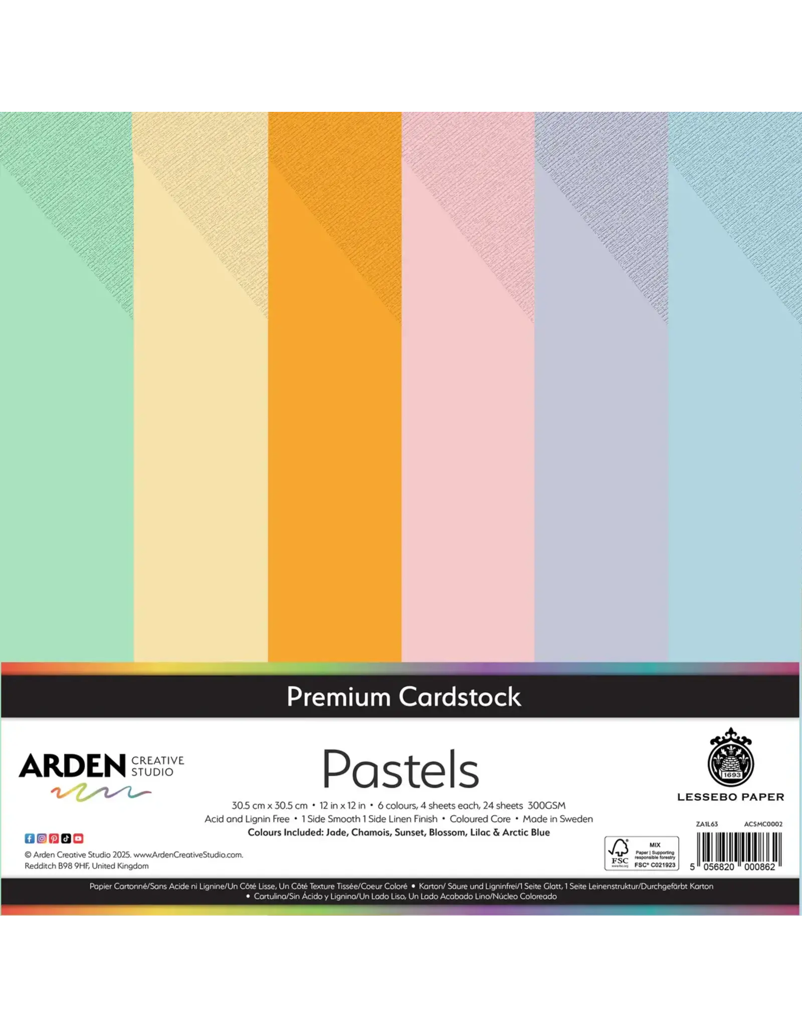 ARDEN CREATIVE STUDIO ARDEN CREATIVE STUDIO PASTEL 12x12 PREMIUM CARDSTOCK 24/PK