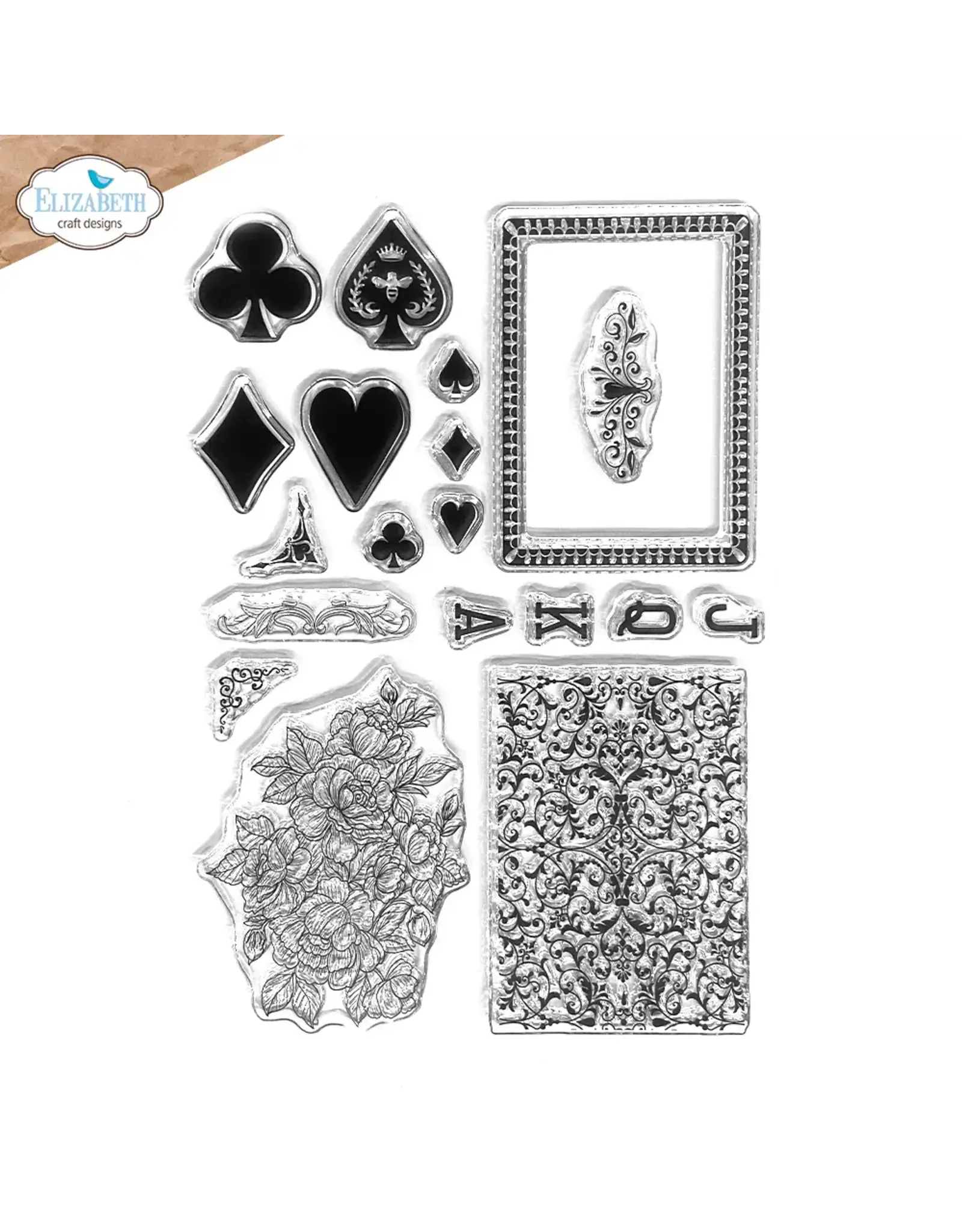 ELIZABETH CRAFT DESIGNS ELIZABETH CRAFT DESIGNS EVERYDAY ELEMENTS BY ANNETTE GREEN PLAYING CARD COLLAGE CLEAR STAMP SET