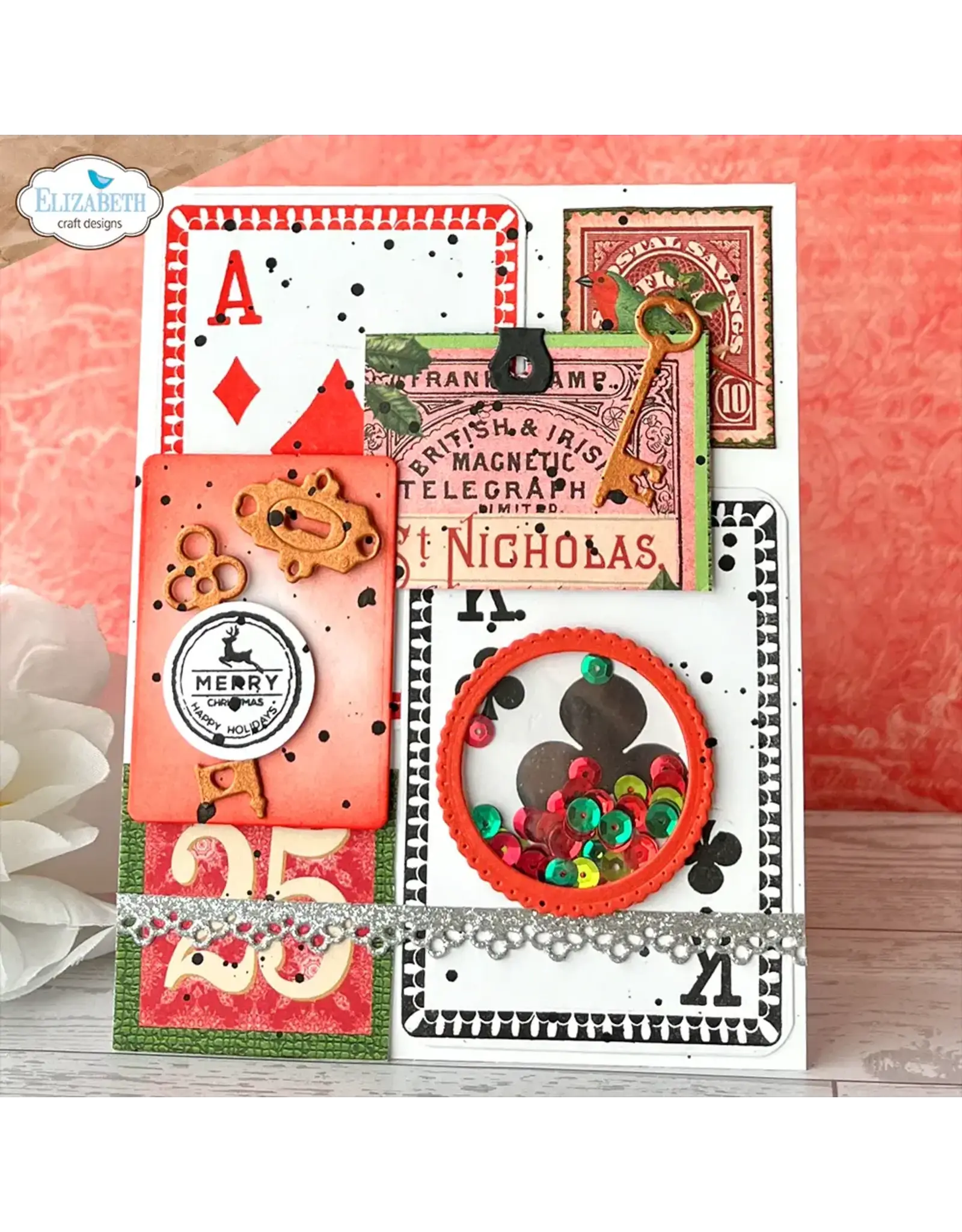 ELIZABETH CRAFT DESIGNS ELIZABETH CRAFT DESIGNS EVERYDAY ELEMENTS BY ANNETTE GREEN PLAYING CARD COLLAGE CLEAR STAMP SET