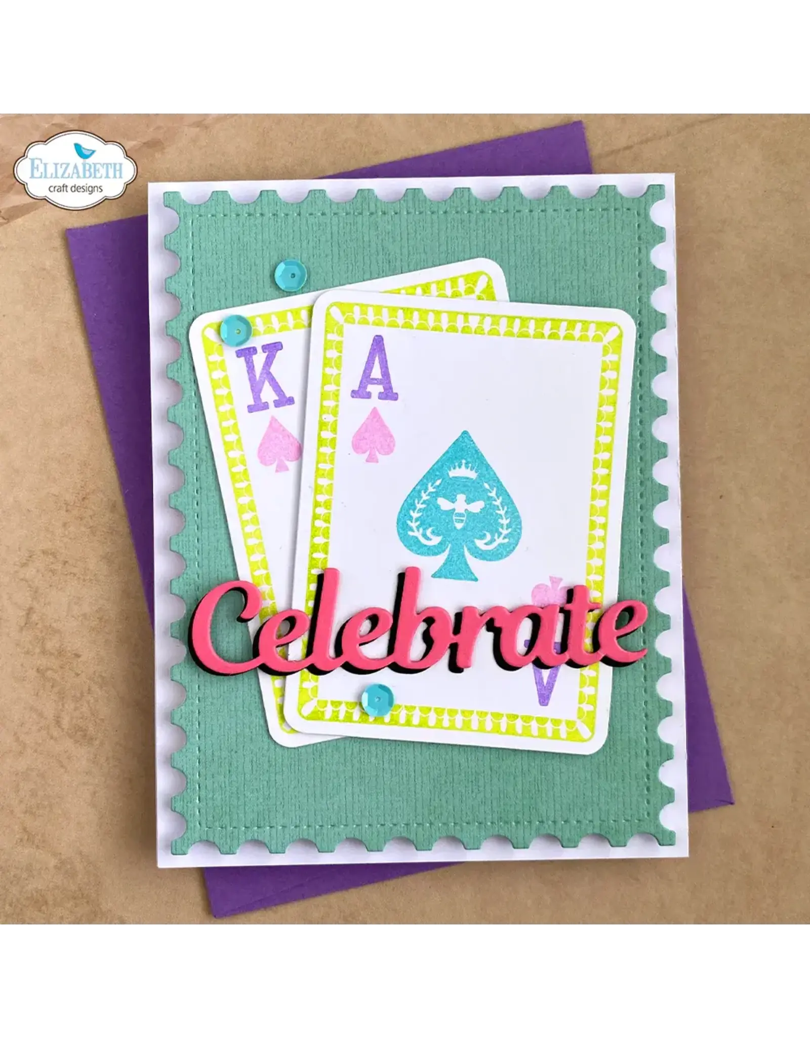 ELIZABETH CRAFT DESIGNS ELIZABETH CRAFT DESIGNS EVERYDAY ELEMENTS BY ANNETTE GREEN PLAYING CARD COLLAGE CLEAR STAMP SET