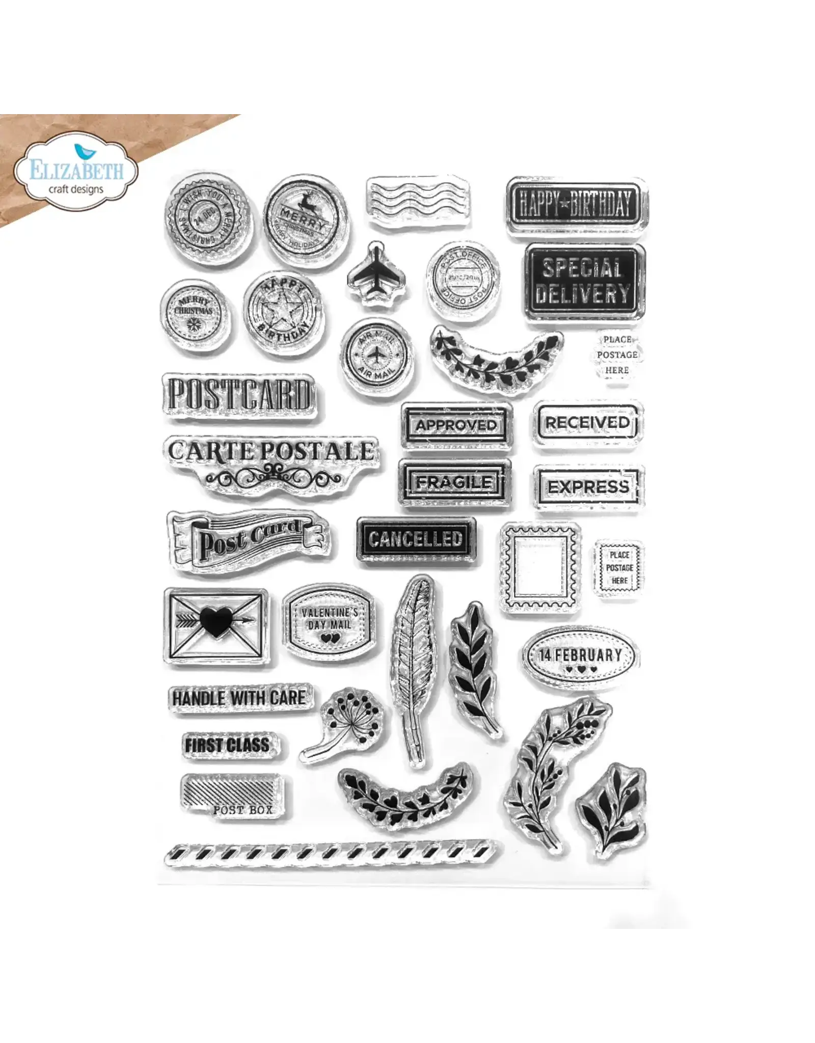 ELIZABETH CRAFT DESIGNS ELIZABETH CRAFT DESIGNS EVERYDAY ELEMENTS BY ANNETTE GREEN POSTCARD PARTS CLEAR STAMP SET