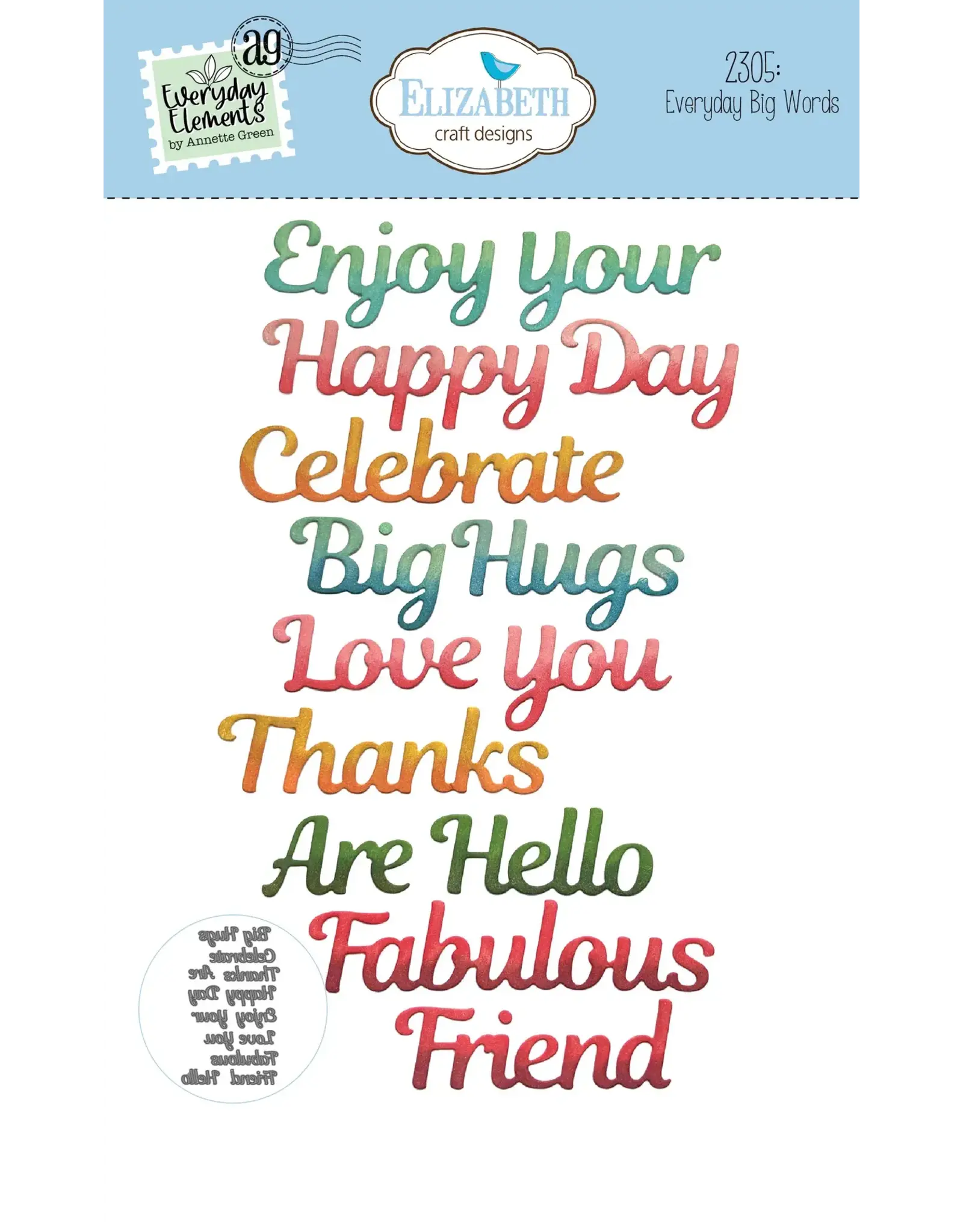 ELIZABETH CRAFT DESIGNS ELIZABETH CRAFT DESIGNS EVERYDAY ELEMENTS BY ANNETTE GREEN EVERYDAY BIG WORDS DIE SET