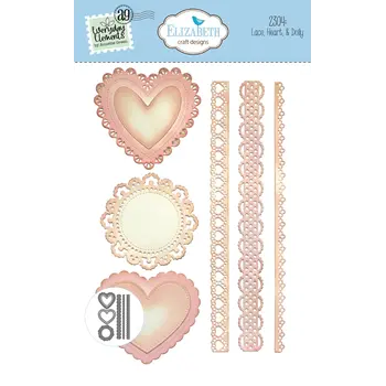 ELIZABETH CRAFT DESIGNS ELIZABETH CRAFT DESIGNS EVERYDAY ELEMENTS BY ANNETTE GREEN LACE, HEART & DOILY DIE SET