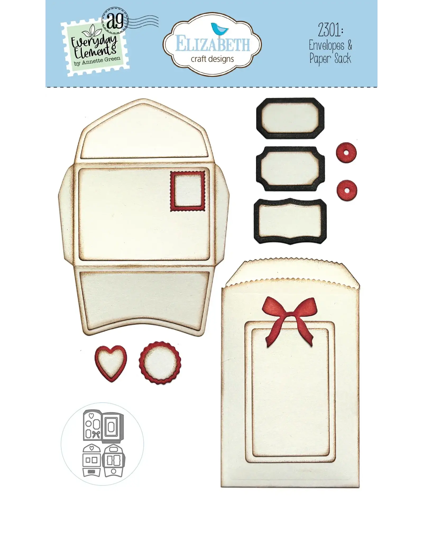 ELIZABETH CRAFT DESIGNS ELIZABETH CRAFT DESIGNS EVERYDAY ELEMENTS BY ANNETTE GREEN ENVELOPES & PAPER SACK DIE SET