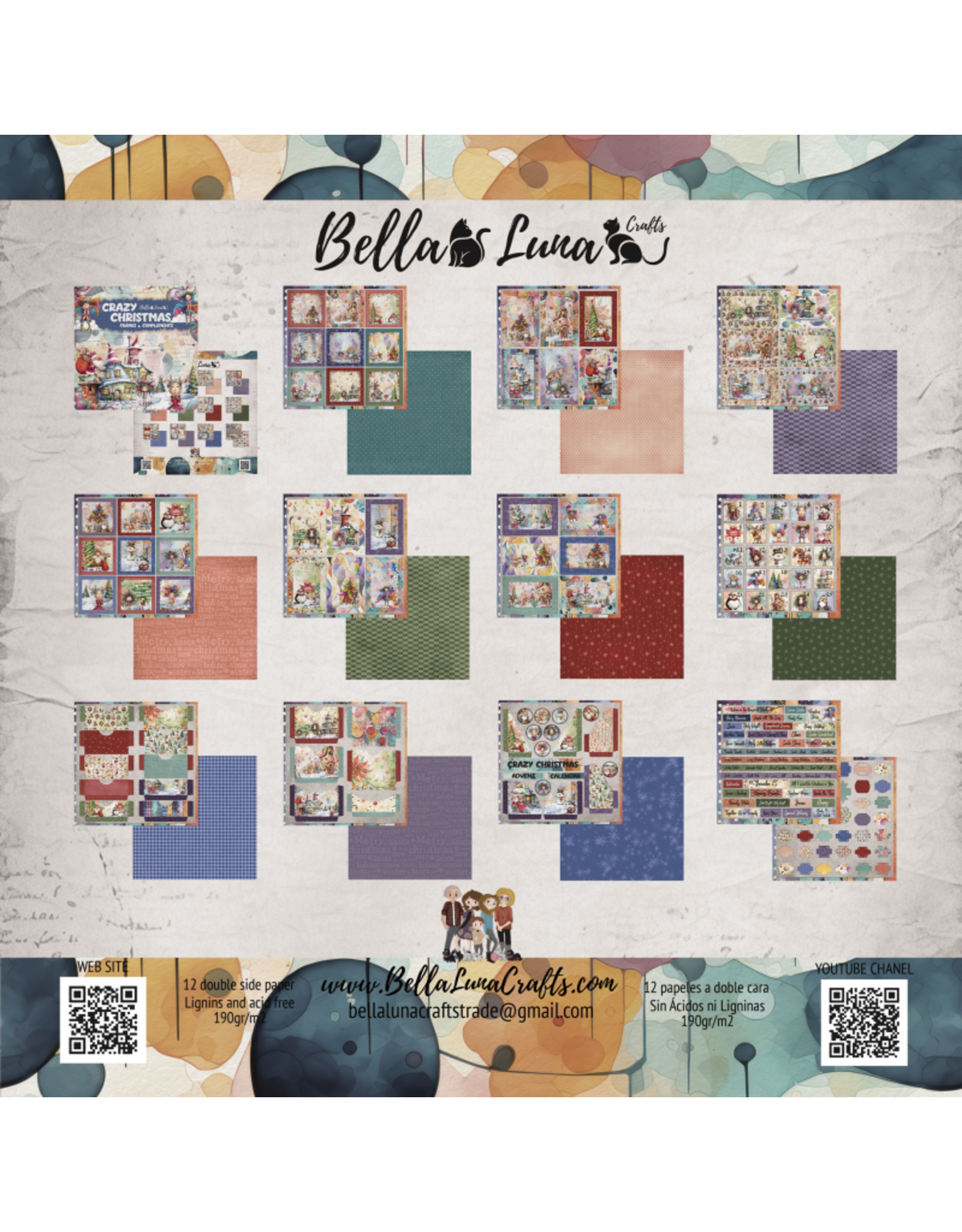 BELLA LUNA BELLA LUNA CRAZY CHRISTMAS FRAMES AND COMPLIMENTS 12x12 COLLECTION PACK