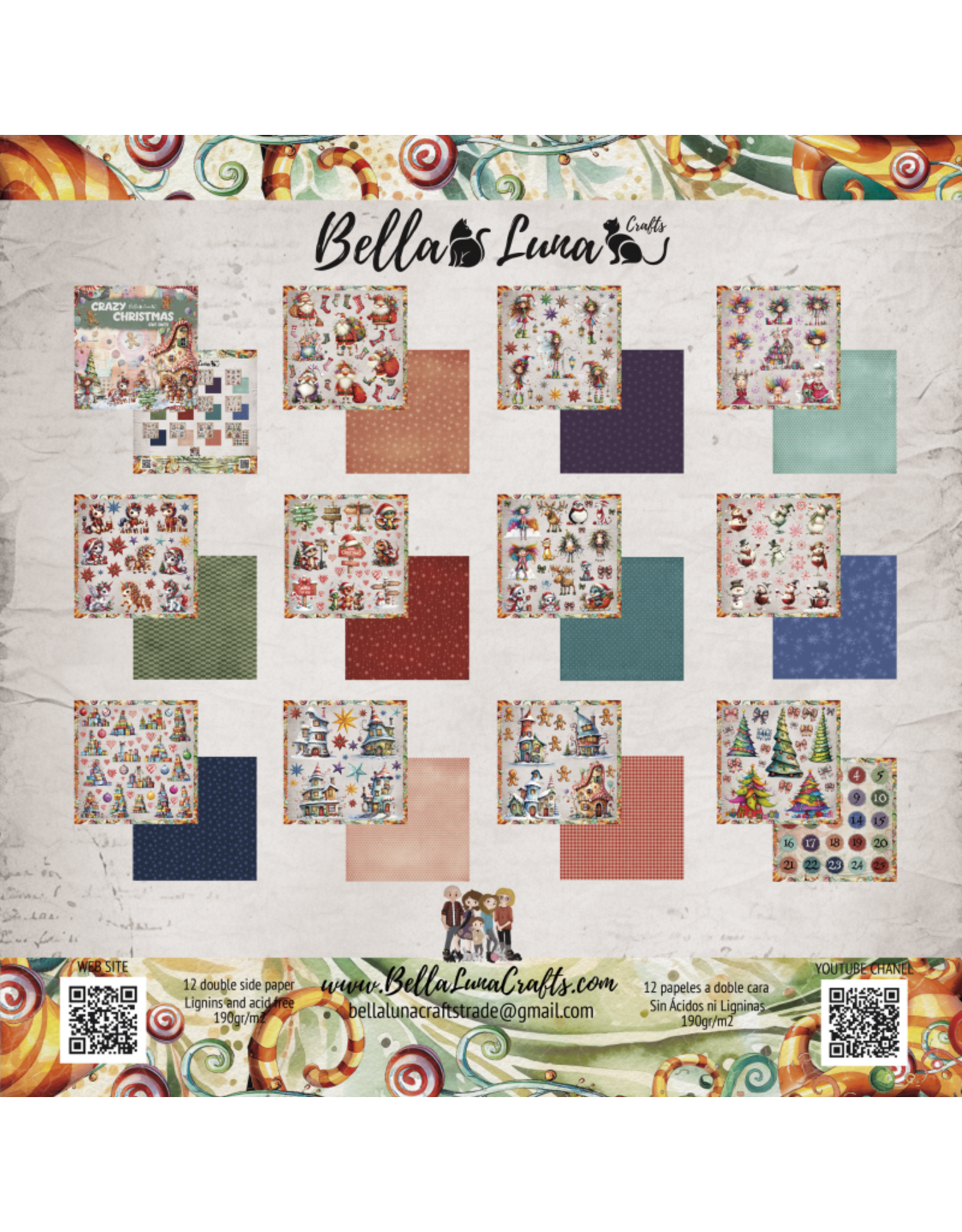 BELLA LUNA BELLA LUNA CRAZY CHRISTMAS CUT OUTS 8x8 COLLECTION PACK