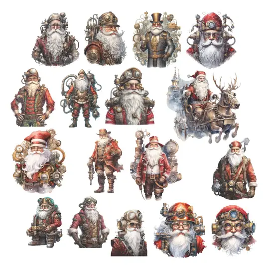 SIMPLY STATED SIMPLY STATED STEAMPUNK CHRISTMAS SANTA EPHEMERA