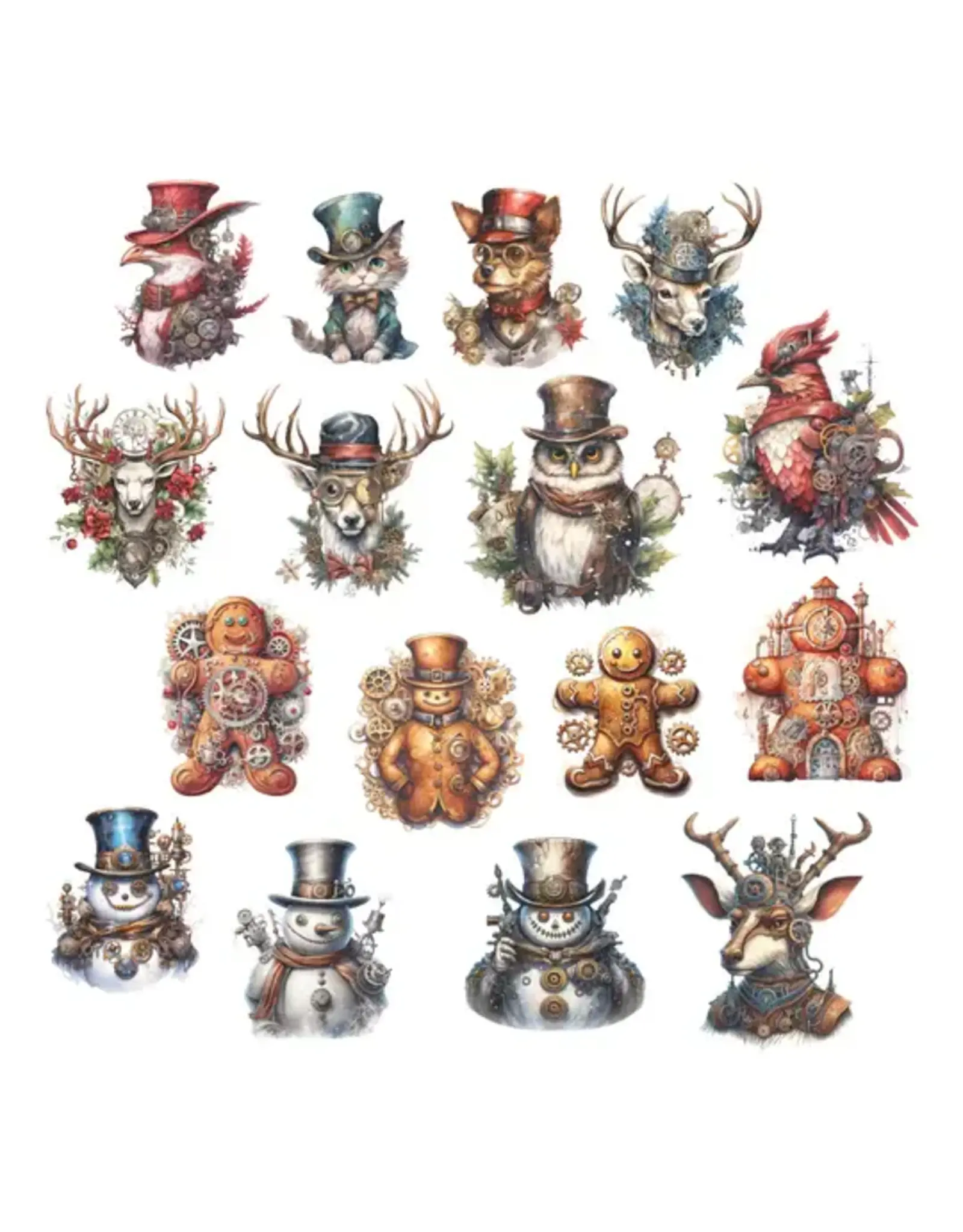 SIMPLY STATED SIMPLY STATED STEAMPUNK CHRISTMAS CHARACTER EPHEMERA