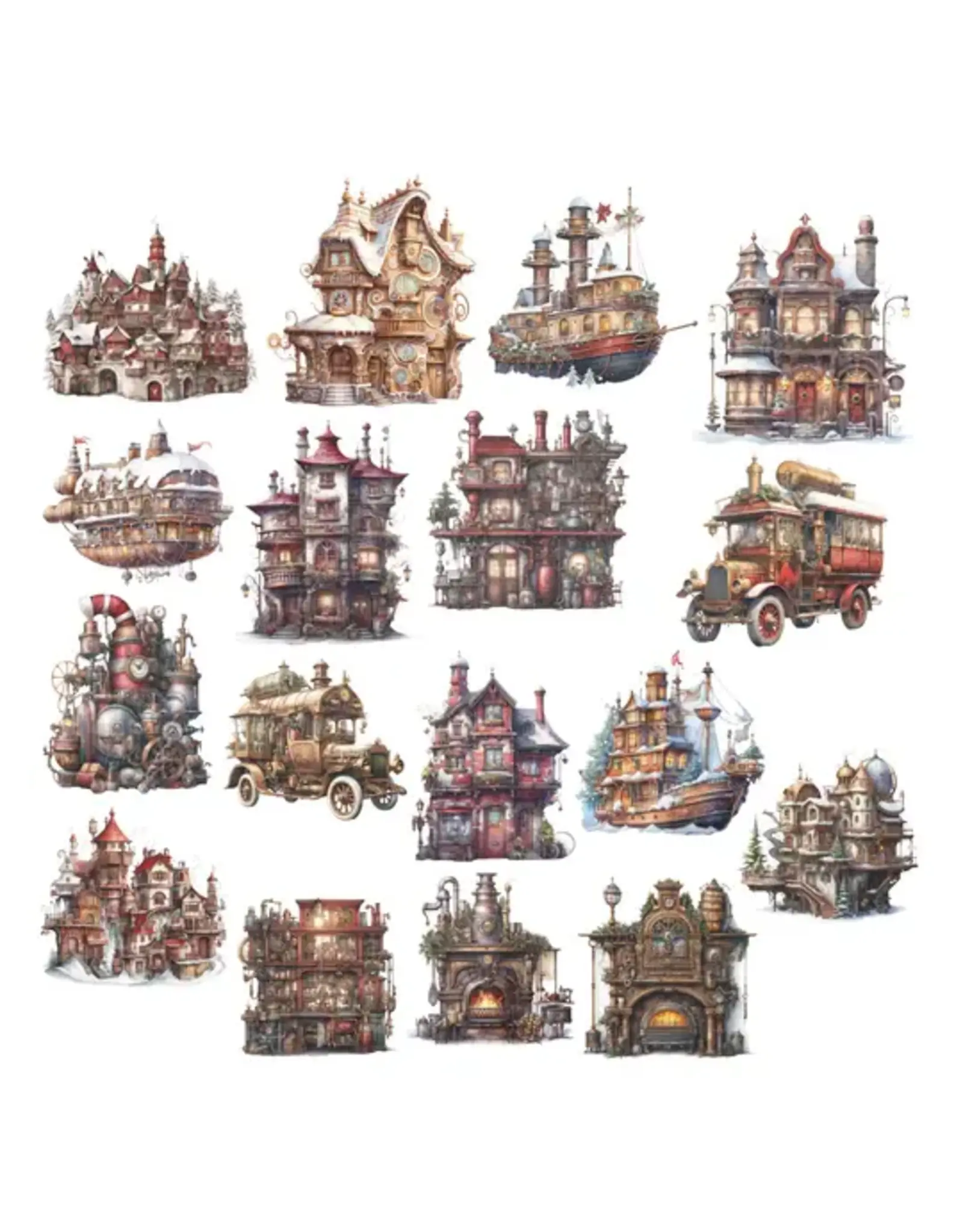 SIMPLY STATED SIMPLY STATED STEAMPUNK CHRISTMAS SCENE BUILDER EPHEMERA