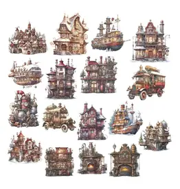 SIMPLY STATED SIMPLY STATED STEAMPUNK CHRISTMAS SCENE BUILDER EPHEMERA