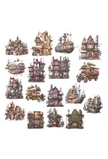 SIMPLY STATED SIMPLY STATED STEAMPUNK CHRISTMAS SCENE BUILDER EPHEMERA