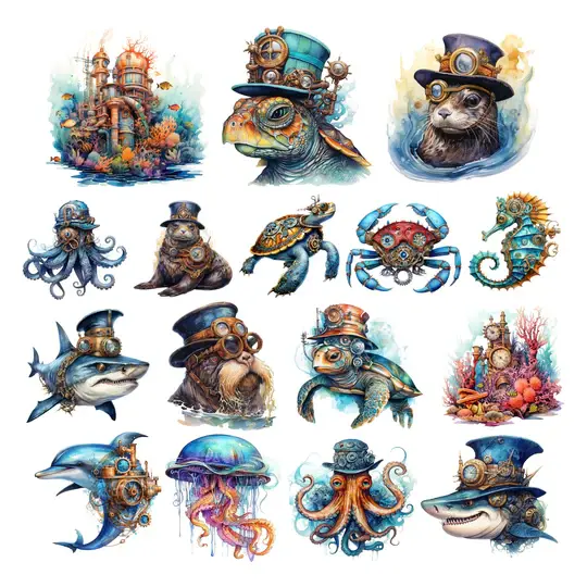 SIMPLY STATED SIMPLY STATED STEAMPUNK OCEAN LIFE EPHEMERA