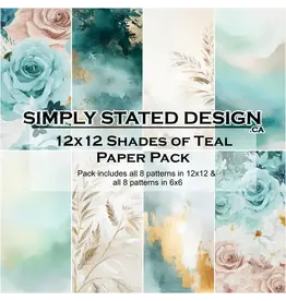 SIMPLY STATED SIMPLY STATED SHADES OF TEAL 12x12 PAPER PACK