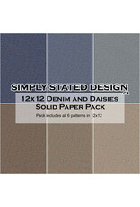 SIMPLY STATED SIMPLY STATED DENIM & DAISIES 12x12 SOLID PAPER PACK