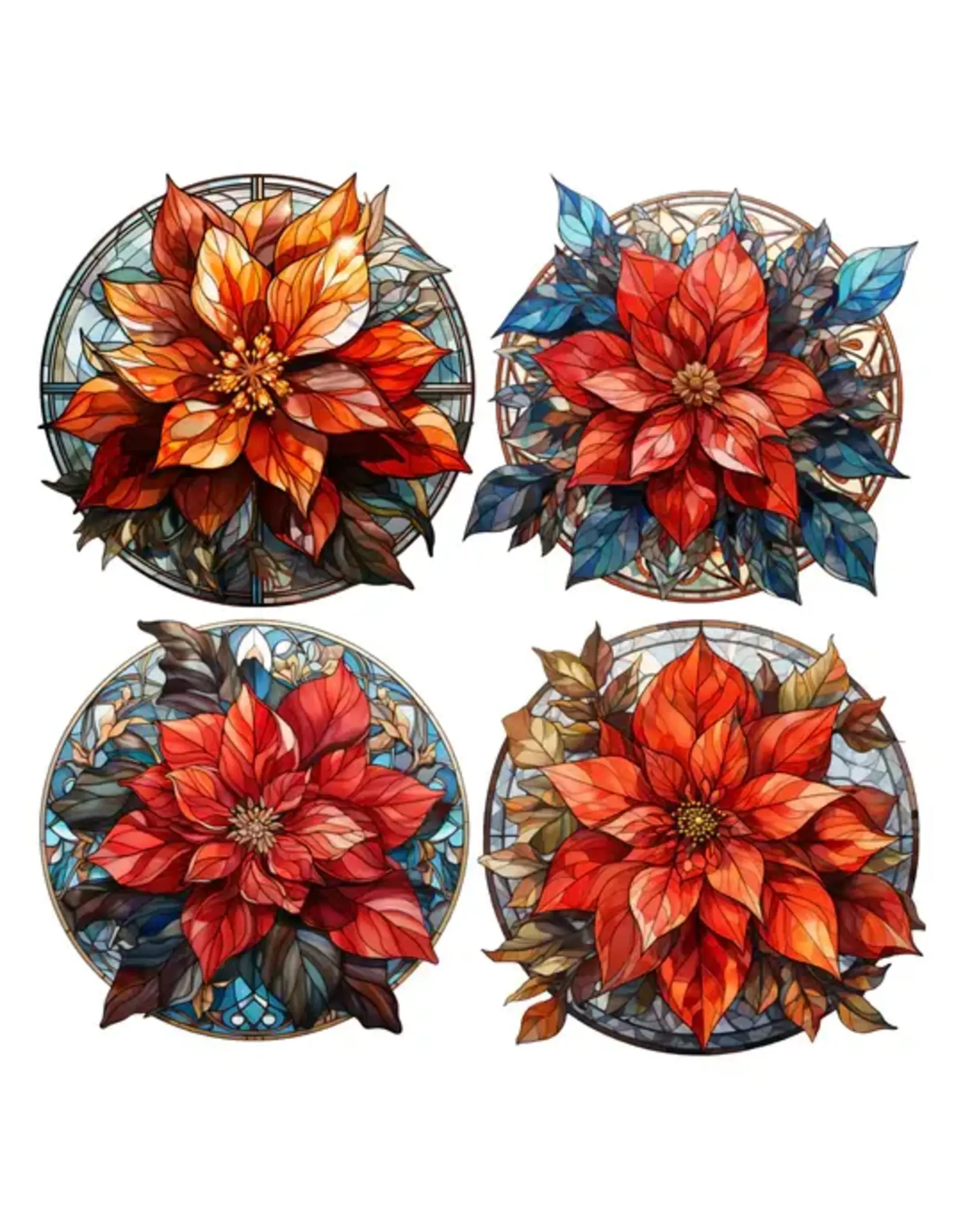 SIMPLY STATED SIMPLY STATED STAINED GLASS POINSETTIAS XL EPHEMERA